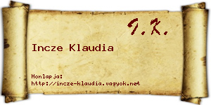 Incze Klaudia névjegykártya